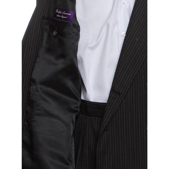 Ralph Lauren Purple Label Double Breasted 2 Piece Suit 42L 36W Wool Black Stripe - Picture 5 of 6